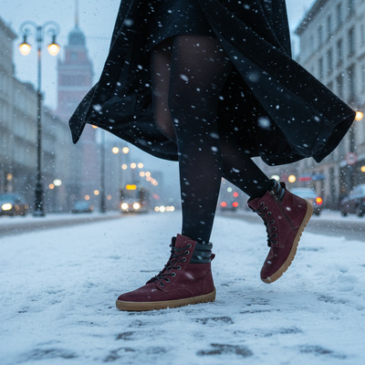 Skórzane trzewiki damskie Barefoot Pollonus 5-1796-002 Bordo