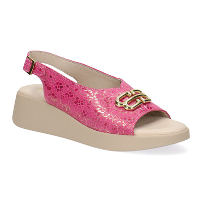 Skórzane sandały damskie Pollonus 5-1762-003 Fuksja