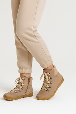 Skórzane botki damskie Barefoot Pollonus 5-1800-002 Capucino